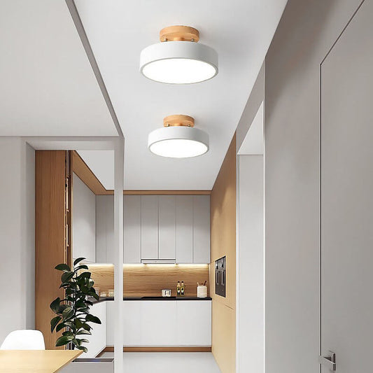 Scandinavische Ronde LED Plafondlamp - Semi-Flush Mount Plafonniere voor Slaapkamer en Woonkamer 0