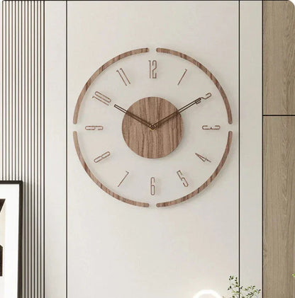 Houten Wandklok – Scandinavisch Minimalistisch Ontwerp voor Woonkamers B - Met frame