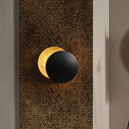 Moderne Zonsverduistering Wandlamp met Warm LED Licht – Unieke Muurlamp voor Binnen Goud Zwart