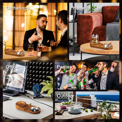 Stijlvolle Sigarenasbak met Houten Basis en Afneembaar Asbakje voor Whiskey Glas 7