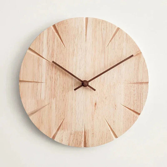 Tijdloze Houten Wandklok - Minimalistische Slingerklok van Massief Hout voor Binnengebruik 0