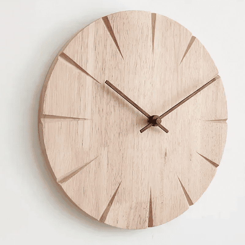 Minimalistische Ronde Wandklok van Hout