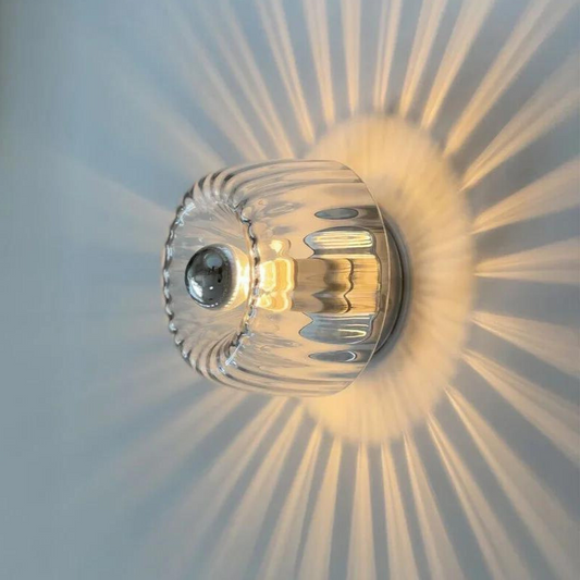 Scandinavische Bauhaus Wandlamp van Glas met Warm Witte LED Verlichting voor Binnengebruik Zilver