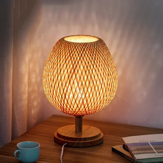 Vintage Bamboe Tafellamp – Rustiek Design voor Warmte en Sfeer in Woonkamer en Slaapkamer 0