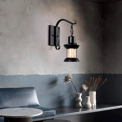 Vintage Industriële Wandlamp met Glazen Schaduw en Oliebronze Afwerking – Muurlamp voor Binnengebruik 1