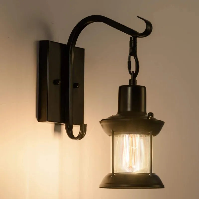 Wandlamp Vintage Industrieel Metaal met Glazen Kap en Oliebronze Afwerking