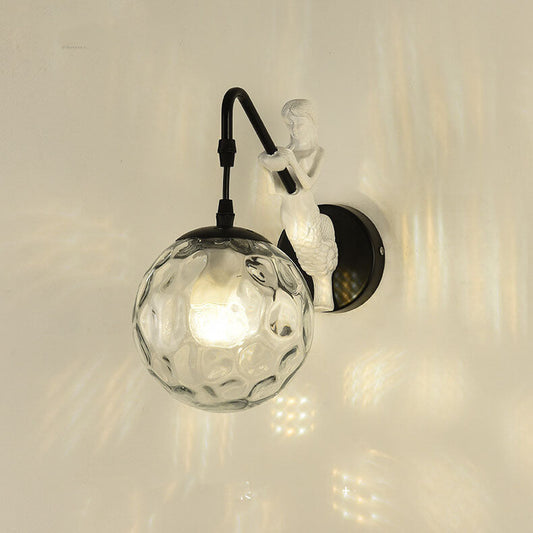 Vintage Zeemeermin Wandlamp Zwart en Goud – Unieke Muurlamp voor Binnengebruik 0