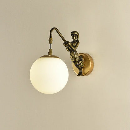 Vintage Zeemeermin Wandlamp Zwart en Goud – Unieke Muurlamp voor Binnengebruik 1