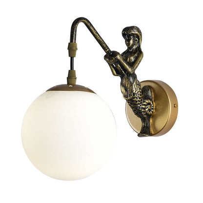 Vintage Zeemeermin Wandlamp Zwart en Goud – Unieke Muurlamp voor Binnengebruik 7