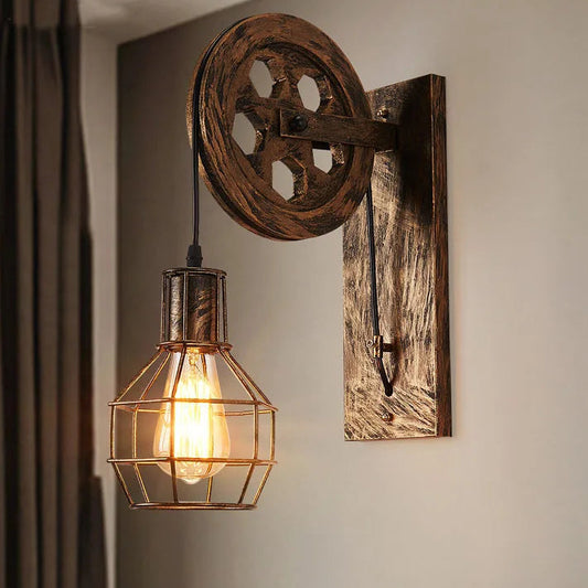 Vintage Zwarte LED Wandlamp voor Binnenverlichting – Retro Muurlamp met Gouden Accenten 0