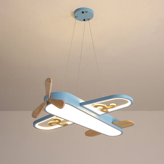 Vliegtuigvormige LED Hanglamp voor Kinderkamer met Afstandsbediening – Dimbare Kroonluchter 0