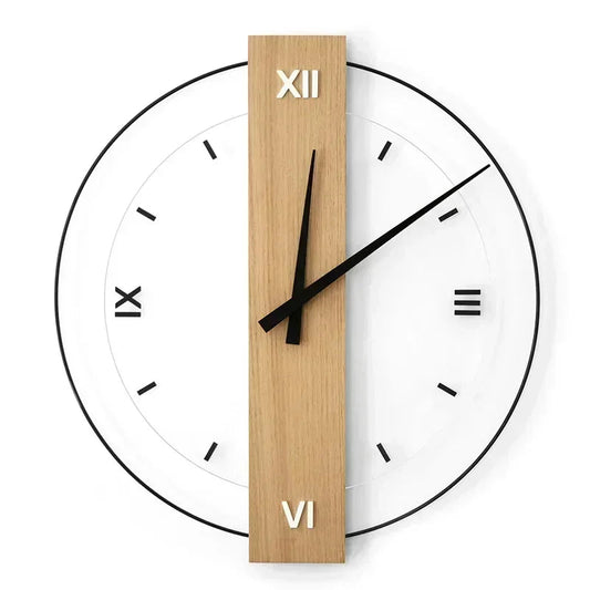 Wandklok met Minimalistisch Design en Houten Afwerking 0