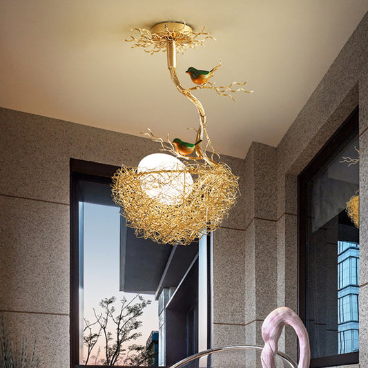 Witte Glazen Kroonluchter met Gouden Accenten – Moderne Kristallen Kroonluchter voor Art Deco Interieur 0