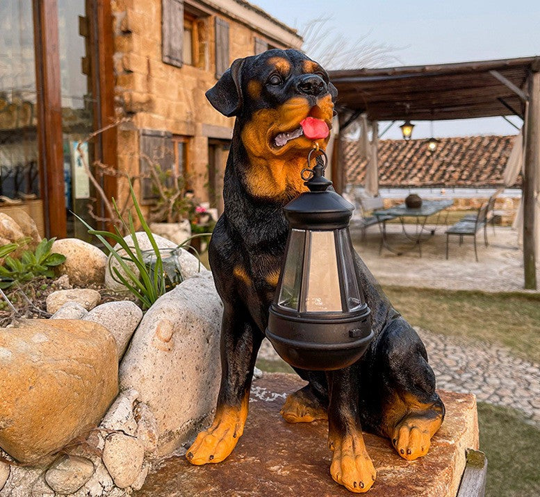 Solar Tuinverlichting Hondensculptuur LED Verlichting voor Tuin of Terras Rottweiler