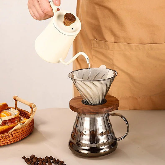 Zwanenhals Waterkoker van Roestvrij Staal met Ergonomisch Houten Handvat 0