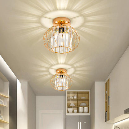 Zwarte Plafondlamp met Glazen Accenten voor Hal Goud