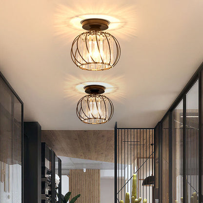 Zwarte Plafondlamp met Glazen Accenten voor Hal