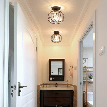 Zwarte Plafondlamp met Glazen Accenten voor Hal