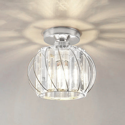 Zwarte Plafondlamp met Glazen Accenten voor Hal Zilver 16*16cm