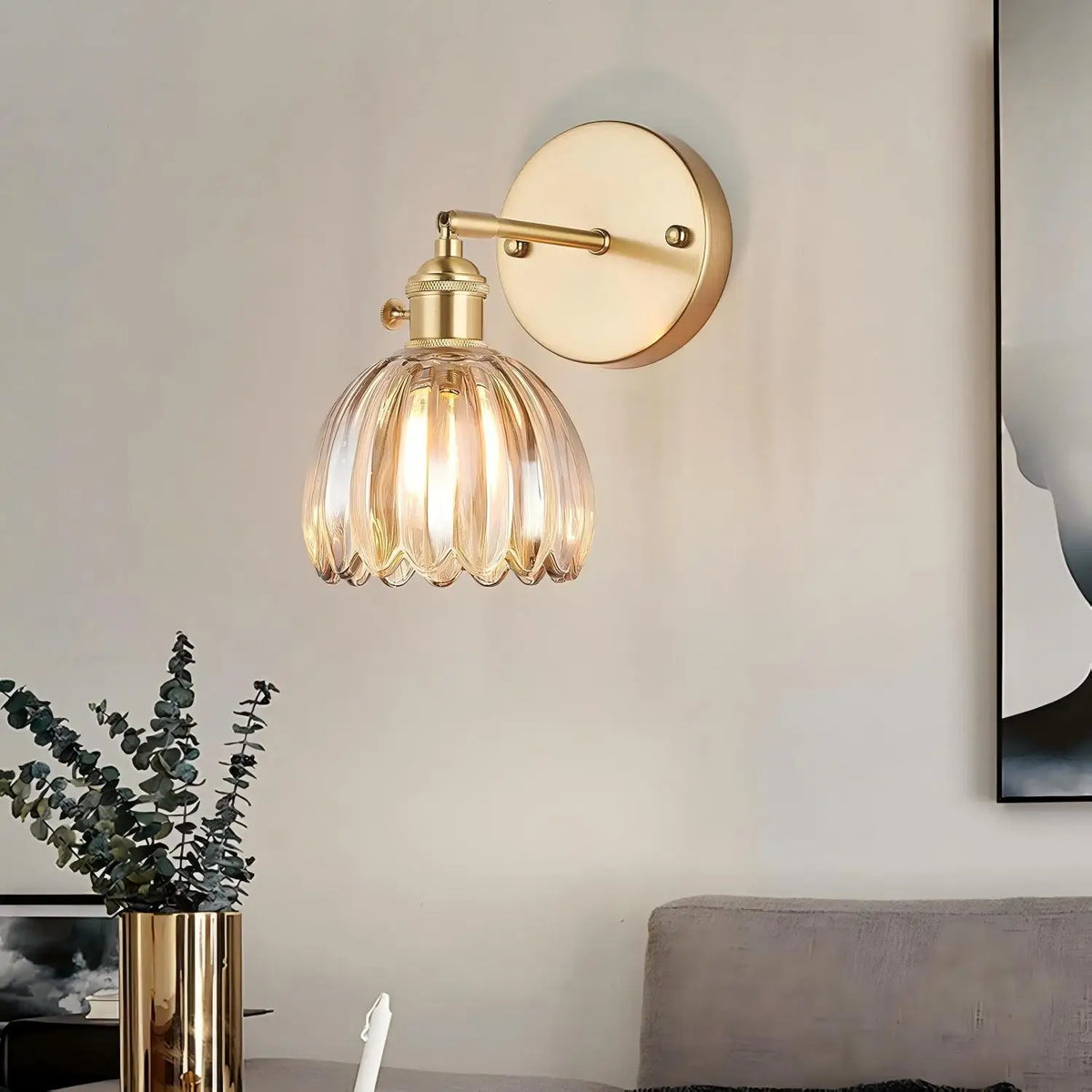 Retro Wandlamp met Glazen Tulpenknop voor Binnen