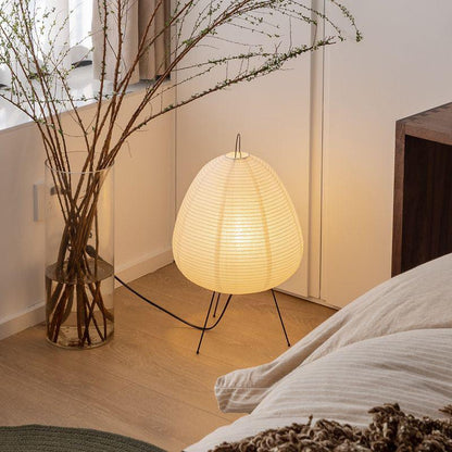 Vloerlamp van Rijstpapier met Stalen Frame Noguchi