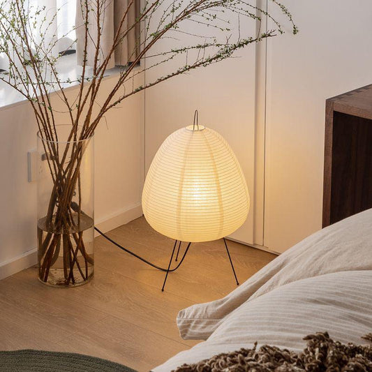 Vloerlamp van Rijstpapier met Stalen Frame Noguchi