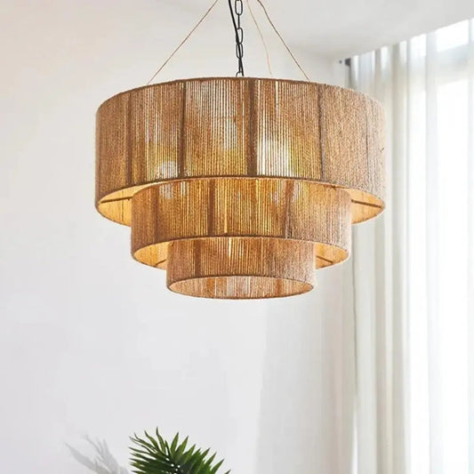 Scandinavische Hanglamp van touw – Boho Eetkamer Lamp