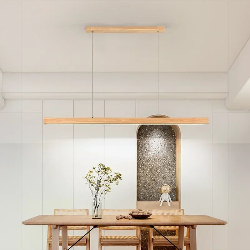 Hanglamp Balkvorm Modern Hout LED Verstelbaar Eettafel
